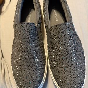 Lane Bryant Charcoal Embellished Slip-Ons